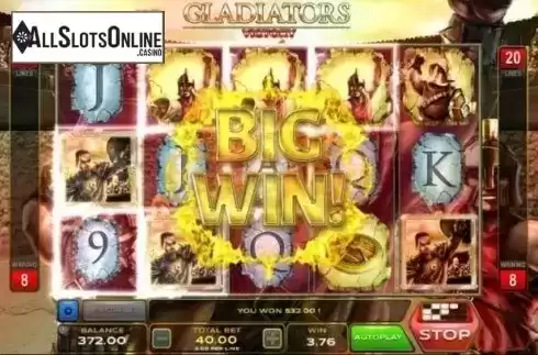 Big Win Screen. Gladiators Victory from Xplosive Slots Group