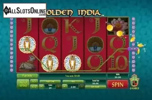 Win Screen 2. Golden India Slots from GamesOS