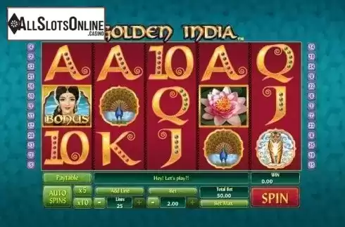 Game Workflow screen. Golden India Slots from GamesOS