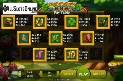 Paytable . Golden Luck (X Play) from X Play