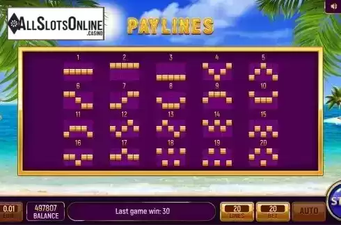 Paylines screen