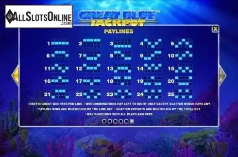 Paylines. Great Blue Jackpot (Playtech) from Playtech
