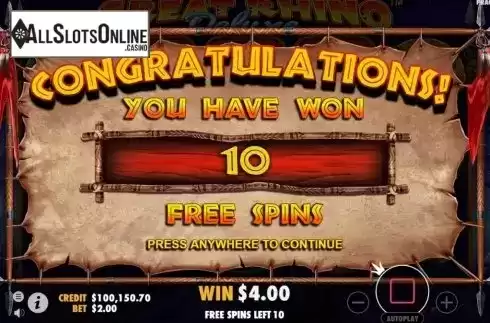Free Spins 1. Great Rhino Deluxe from Pragmatic Play
