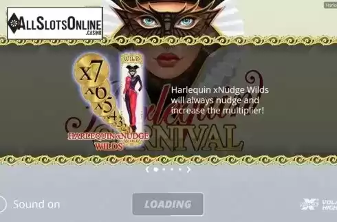Start Screen. Harlequin Carnival from Nolimit City