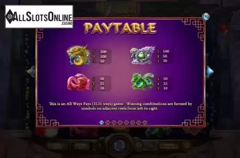 Paytable 1. Heavenly Treasures from RTG