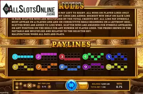 Paylines. Horus Eye (EAgaming) from EAgaming