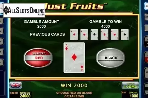 Gamble game screen 2. Just Fruits Deluxe from Novomatic