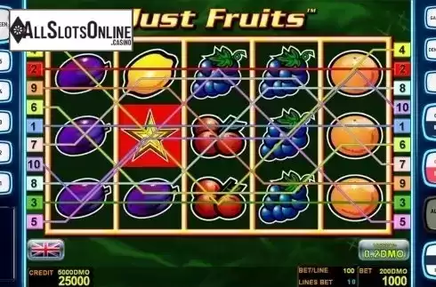 Reels screen. Just Fruits Deluxe from Novomatic