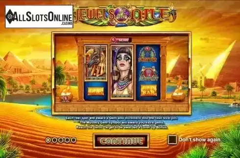 Intro screen 1. Reel Royalty: Jewels of the Nile from Slot Factory