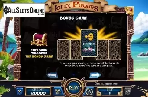Paytable 2. Jolly Roger (X Card) from X Card