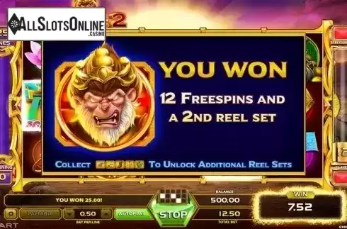 Free spins intro screen. King Of Monkeys 2 from GameArt