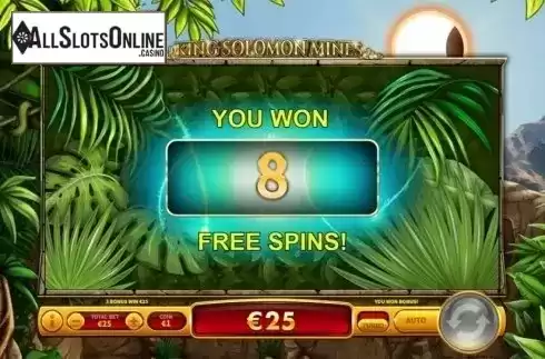 Free spins intro screen. King Solomon Mines from 2by2 Gaming