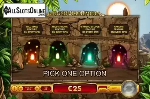 Option pick screen. King Solomon Mines from 2by2 Gaming