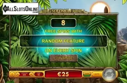 Free spins intro screen 2. King Solomon Mines from 2by2 Gaming