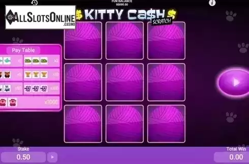 Reels screen. Kitty Cash Scratch from 1X2gaming