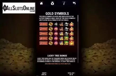 Gold symbols screen