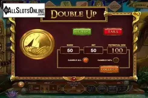Risk (Double) game screen. Legend of the Nile from Betsoft