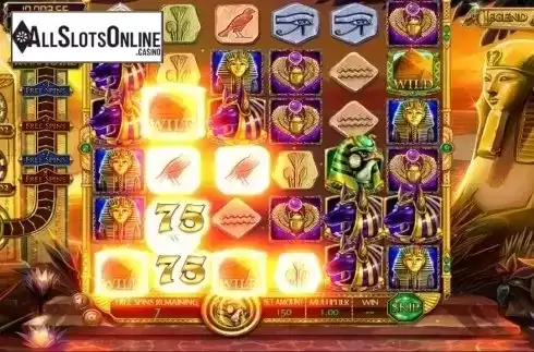 Win in Free Spins screen. Legend of the Nile from Betsoft