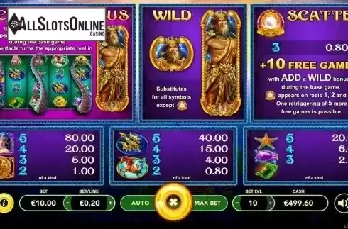 Paytable 1. Legend of Poseidon from Slotmotion