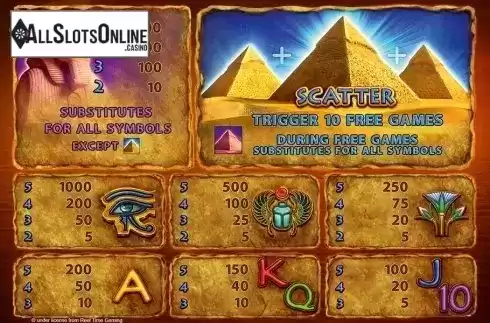 Paytable 1. Pyramids Deluxe HD from Merkur