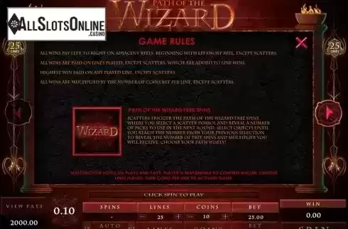 Screen2. Path of the Wizard from Microgaming