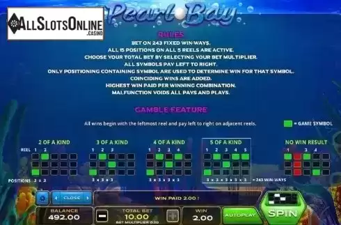 Paylines. Pearl Bay (Xplosive) from Xplosive Slots Group