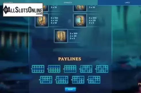 Paytable and Lines. Poseidon (Spinmatic) from Spinmatic