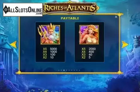 Paytable 1. Riches of Atlantis (Markor Technology) from Markor Technology