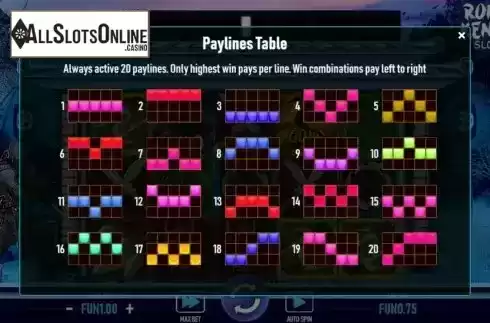 Pay Lines screen