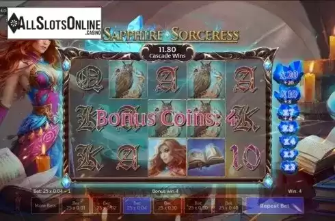 +4 bonus coins on x7. Sapphire Sorceress from Gamesys