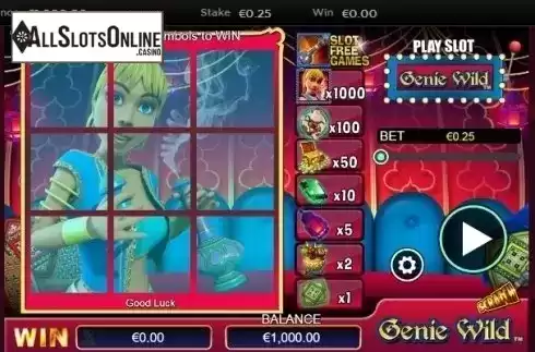 Reel screen. Scratch Genie Wild from NextGen