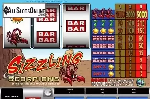 Reel Screen. Sizzling Scorpions from Microgaming