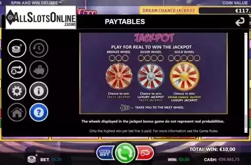 Jackpot bonus game screen