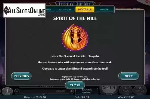 Features 1. Spirit Of The Nile from Nucleus Gaming