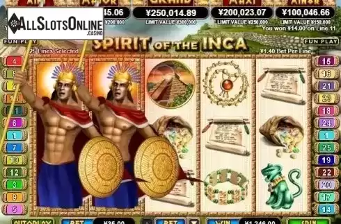 Win Screen. Spirit of the Inca from RTG