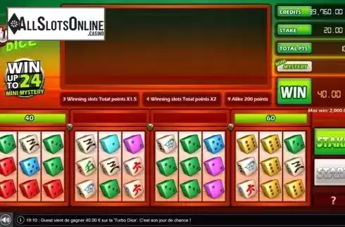 Win Screen. Turbo Dice (Gaming1) from GAMING1