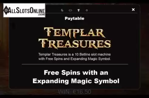 Features 1. Templar Treasures from Slotmill