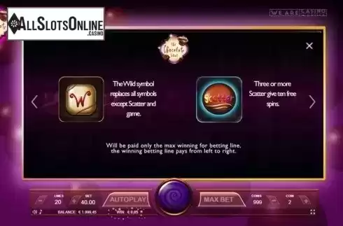 Features 1. The Chocolate Slot from We Are Casino