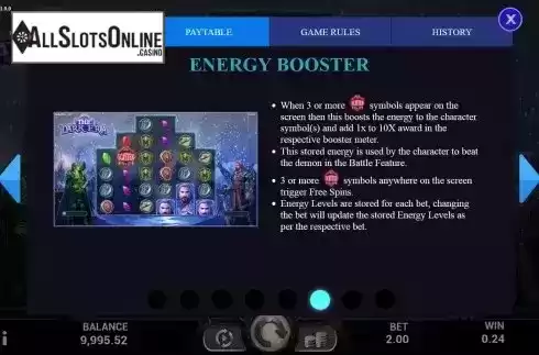 Energy booster screen