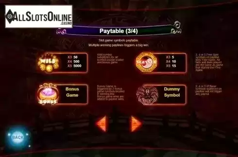 Paytable 3. The Monster Killer from Triple Profits Games