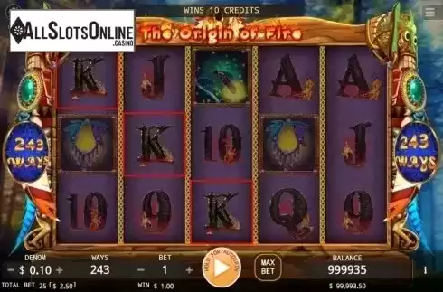 Win Screen. The Origin Of Fire from KA Gaming