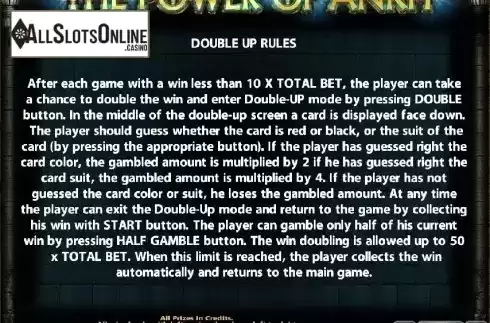 Paytable 4. The Power Of Ankh from Casino Technology