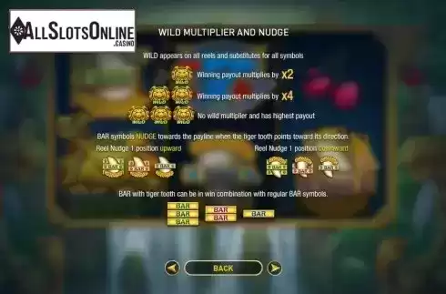 Wild Multiplier and Nudge feature screen