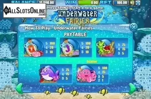 Paytable 2. Underwater Fairies from Allbet Gaming