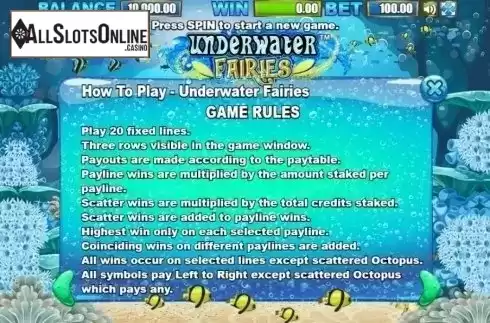 Rules 1. Underwater Fairies from Allbet Gaming