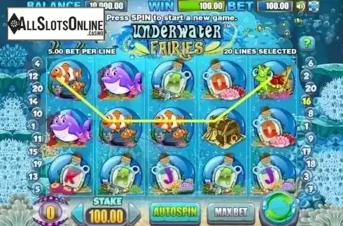 Win Screen. Underwater Fairies from Allbet Gaming