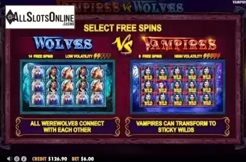 Free Spins 1. Vampires vs Wolves from Pragmatic Play