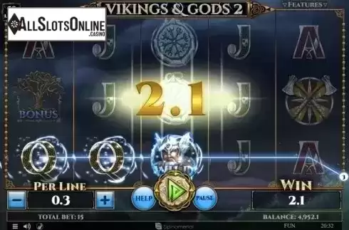 Win Screen. Vikings and Gods 2 from Spinomenal