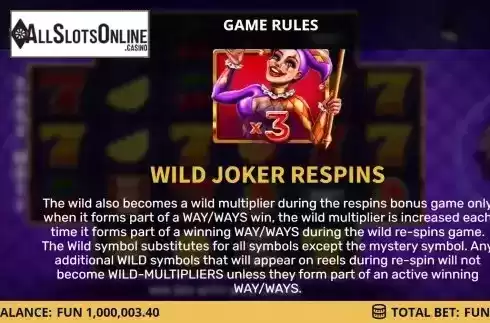 Wild Jocker Respins screen