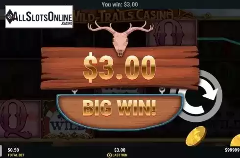 Big win screen. Wild Trails Casino from Slot Factory